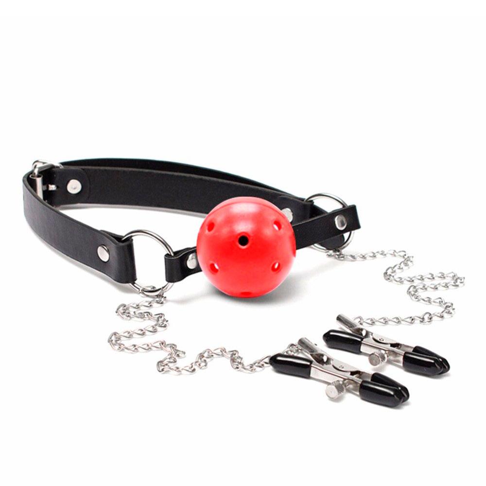 Ball Gag con Pezonera Jatt — 2 en 1 BDSM, Mordaza & Dolor en Pezones Simultáneo